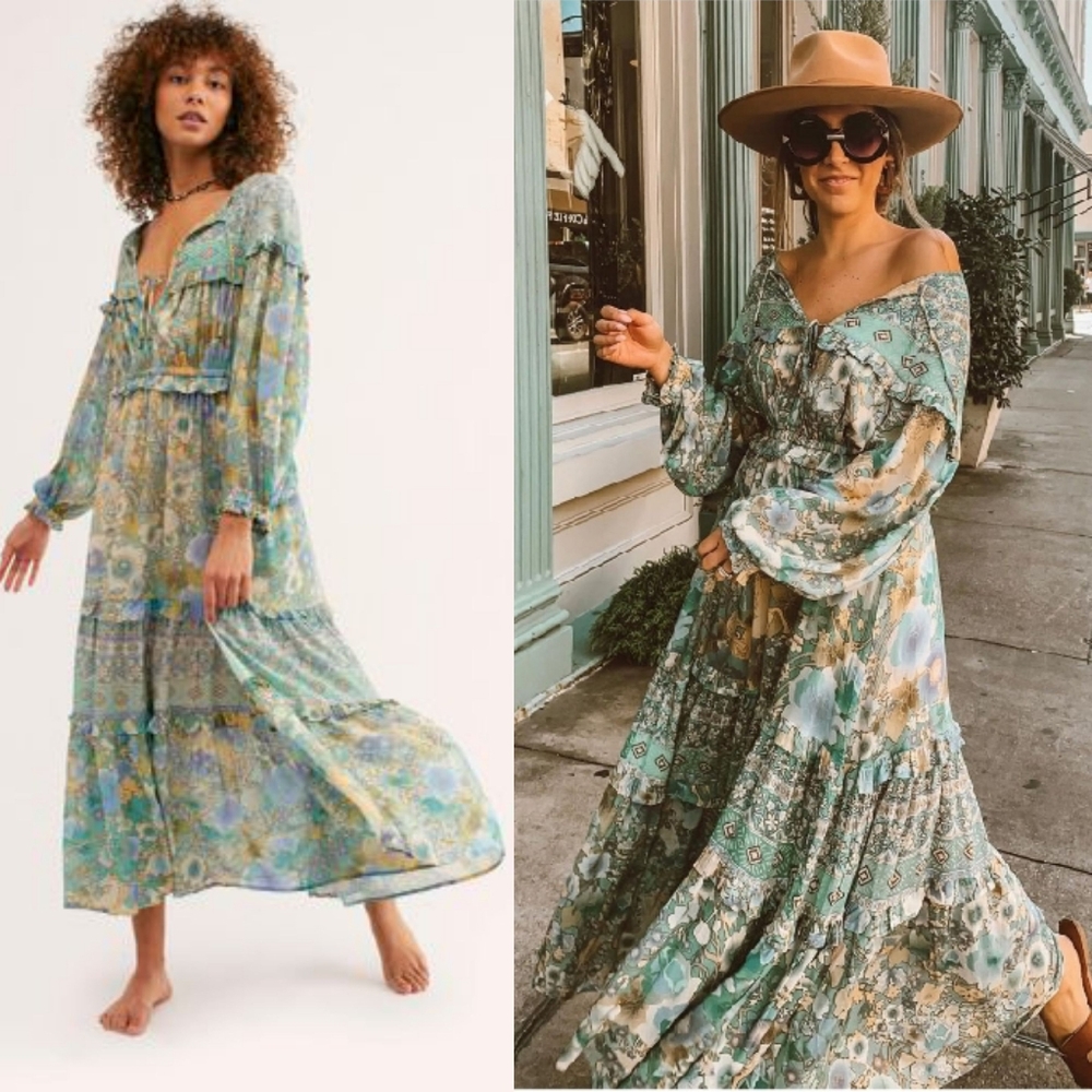 New spell x free people turquoise amethyst gown M - Picture 7 of 16